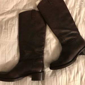 EUC chocolate colored riding boots (leather)(36.5)